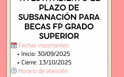 Abierto el plazo de subsanación para becas de FP de Grado Superior CAM