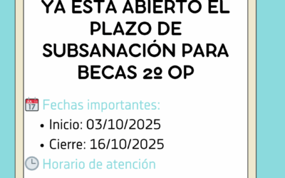 Abierto el plazo de subsanación para becas de Segunda Oportunidad de Grado Superior